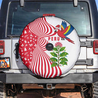 Peru Christmas Spare Tire Cover with Santa Macaw Cantuta Flower Red Swirl Pattern and Festive Design - Wonder Print Shop
