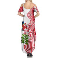 Peru Christmas Summer Maxi Dress with Santa Macaw Cantuta Flower Red Swirl Pattern and Festive Design - Wonder Print Shop