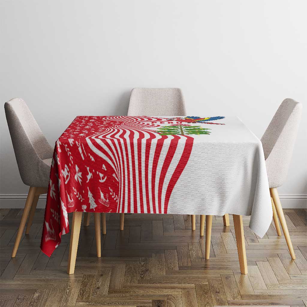 Peru Christmas Tablecloth with Santa Macaw Cantuta Flower Red Swirl Pattern and Festive Design - Wonder Print Shop