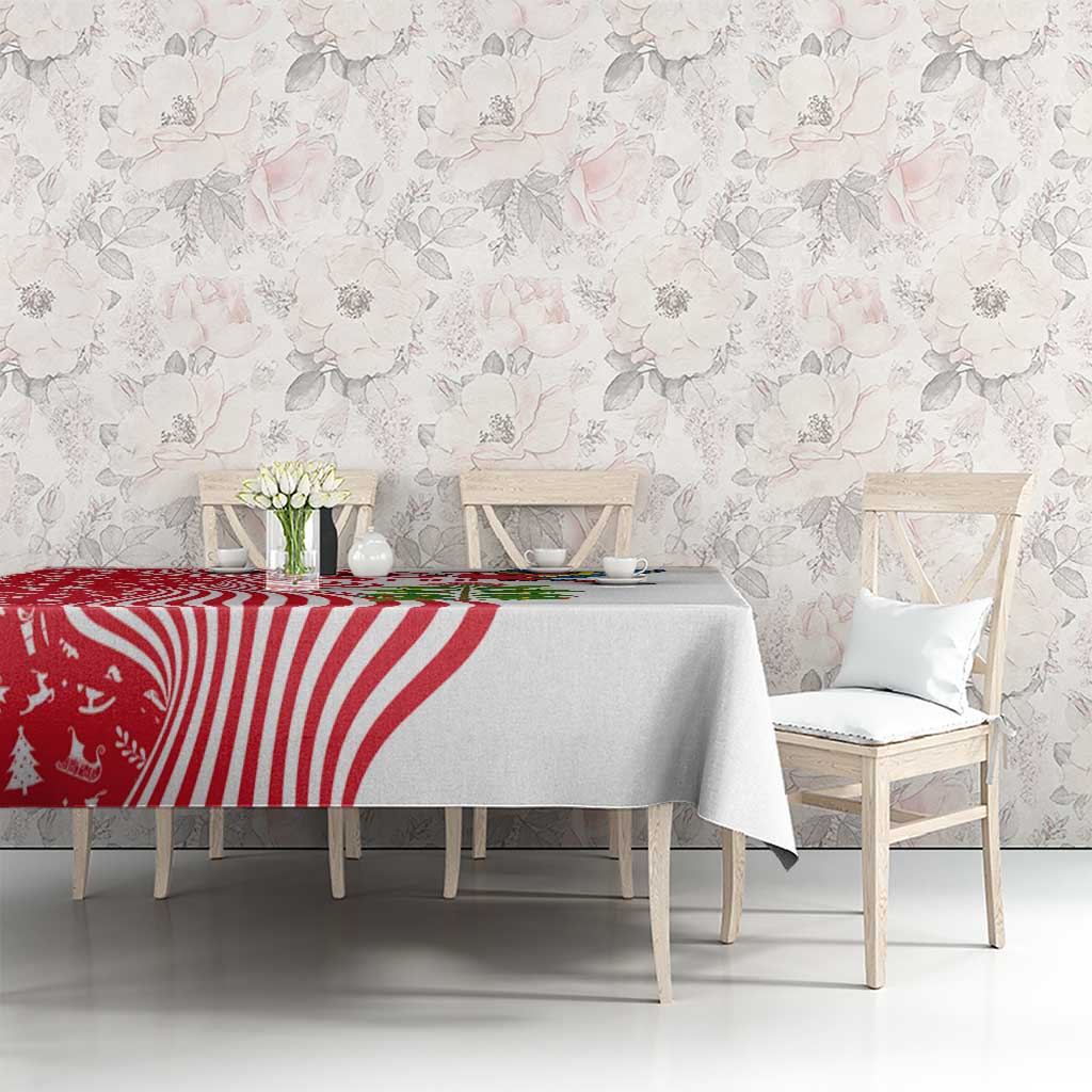Peru Christmas Tablecloth with Santa Macaw Cantuta Flower Red Swirl Pattern and Festive Design - Wonder Print Shop