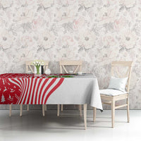 Peru Christmas Tablecloth with Santa Macaw Cantuta Flower Red Swirl Pattern and Festive Design - Wonder Print Shop