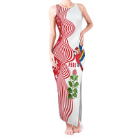 Peru Christmas Tank Maxi Dress with Santa Macaw Cantuta Flower Red Swirl Pattern and Festive Design - Wonder Print Shop