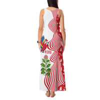 Peru Christmas Tank Maxi Dress with Santa Macaw Cantuta Flower Red Swirl Pattern and Festive Design - Wonder Print Shop