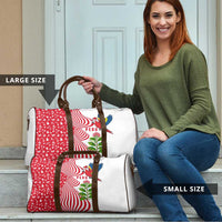 Peru Christmas Travel Bag with Santa Macaw Cantuta Flower Red Swirl Pattern and Festive Design - Wonder Print Shop