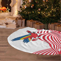 Peru Christmas Tree Skirt with Santa Macaw Cantuta Flower Red Swirl Pattern and Festive Design - Wonder Print Shop