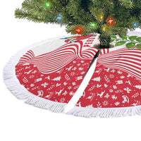 Peru Christmas Tree Skirt with Santa Macaw Cantuta Flower Red Swirl Pattern and Festive Design - Wonder Print Shop