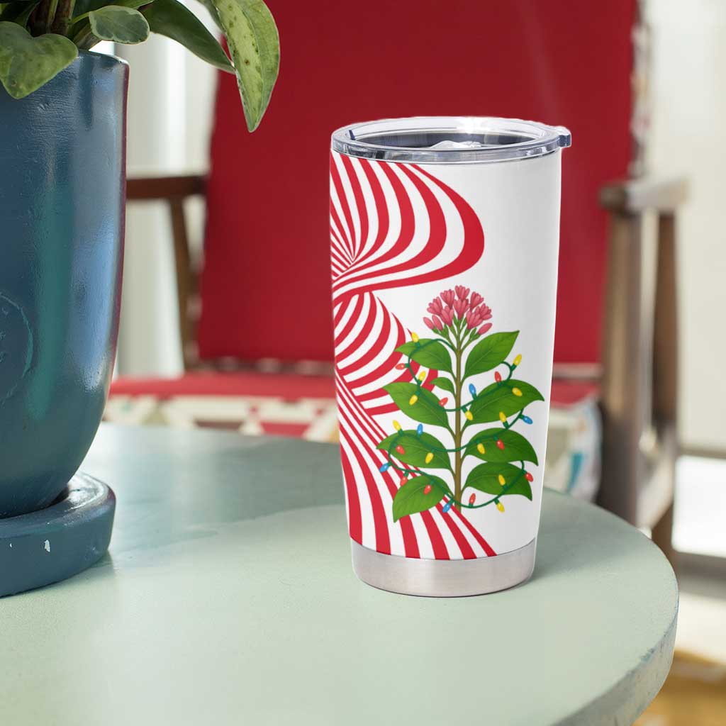 Peru Christmas Tumbler Cup with Santa Macaw Cantuta Flower Red Swirl Pattern and Festive Design - Wonder Print Shop