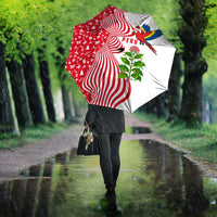 Peru Christmas Umbrella with Santa Macaw Cantuta Flower Red Swirl Pattern and Festive Design - Wonder Print Shop