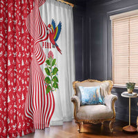 Peru Christmas Window Curtain with Santa Macaw Cantuta Flower Red Swirl Pattern and Festive Design - Wonder Print Shop