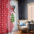 Peru Christmas Window Curtain with Santa Macaw Cantuta Flower Red Swirl Pattern and Festive Design - Wonder Print Shop