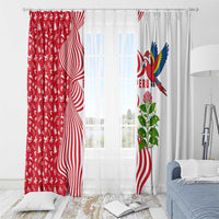 Peru Christmas Window Curtain with Santa Macaw Cantuta Flower Red Swirl Pattern and Festive Design - Wonder Print Shop