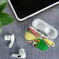 Ethiopia Christmas AirPods Case with Santa Riding Lion Ethiopian Flag Colors and Tribal Pattern Design - Wonder Print Shop