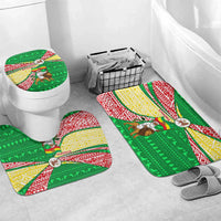 Ethiopia Christmas Bathroom Set with Santa Riding Lion Ethiopian Flag Colors and Tribal Pattern Design - Wonder Print Shop