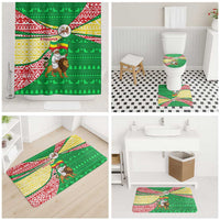 Ethiopia Christmas Bathroom Set with Santa Riding Lion Ethiopian Flag Colors and Tribal Pattern Design - Wonder Print Shop