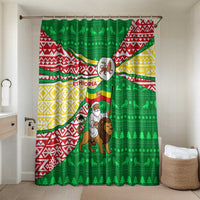 Ethiopia Christmas Bathroom Set with Santa Riding Lion Ethiopian Flag Colors and Tribal Pattern Design - Wonder Print Shop