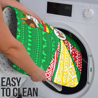 Ethiopia Christmas Bathroom Set with Santa Riding Lion Ethiopian Flag Colors and Tribal Pattern Design - Wonder Print Shop