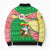 Ethiopia Christmas Bomber Puffer Jacket with Santa Riding Lion Ethiopian Flag Colors and Tribal Pattern Design - Wonder Print Shop
