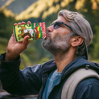 Ethiopia Christmas 4 in 1 Can Cooler Tumbler with Santa Riding Lion Ethiopian Flag Colors and Tribal Pattern Design - Wonder Print Shop