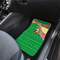 Ethiopia Christmas Car Mats with Santa Riding Lion Ethiopian Flag Colors and Tribal Pattern Design - Wonder Print Shop