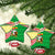 Ethiopia Christmas Ceramic Ornament with Santa Riding Lion Ethiopian Flag Colors and Tribal Pattern Design - Wonder Print Shop