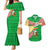 Ethiopia Christmas Couples Matching Mermaid Dress and Hawaiian Shirt with Santa Riding Lion Ethiopian Flag Colors and Tribal Pattern Design - Wonder Print Shop
