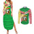 Ethiopia Christmas Couples Matching Summer Maxi Dress and Long Sleeve Button Shirt with Santa Riding Lion Ethiopian Flag Colors and Tribal Pattern Design - Wonder Print Shop
