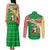 Ethiopia Christmas Couples Matching Tank Maxi Dress and Long Sleeve Button Shirt with Santa Riding Lion Ethiopian Flag Colors and Tribal Pattern Design - Wonder Print Shop