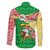 Ethiopia Christmas Family Matching Off The Shoulder Long Sleeve Dress and Hawaiian Shirt with Santa Riding Lion Ethiopian Flag Colors and Tribal Pattern Design - Wonder Print Shop