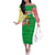 Ethiopia Christmas Family Matching Off The Shoulder Long Sleeve Dress and Hawaiian Shirt with Santa Riding Lion Ethiopian Flag Colors and Tribal Pattern Design - Wonder Print Shop