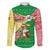 Ethiopia Christmas Family Matching Off Shoulder Maxi Dress and Hawaiian Shirt with Santa Riding Lion Ethiopian Flag Colors and Tribal Pattern Design - Wonder Print Shop