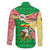 Ethiopia Christmas Family Matching Off Shoulder Maxi Dress and Hawaiian Shirt with Santa Riding Lion Ethiopian Flag Colors and Tribal Pattern Design - Wonder Print Shop