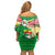 Ethiopia Christmas Family Matching Off Shoulder Short Dress and Hawaiian Shirt with Santa Riding Lion Ethiopian Flag Colors and Tribal Pattern Design - Wonder Print Shop