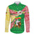 Ethiopia Christmas Family Matching Short Sleeve Bodycon Dress and Hawaiian Shirt with Santa Riding Lion Ethiopian Flag Colors and Tribal Pattern Design - Wonder Print Shop