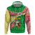 Ethiopia Christmas Hoodie with Santa Riding Lion Ethiopian Flag Colors and Tribal Pattern Design - Wonder Print Shop
