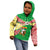 Ethiopia Christmas Kid Hoodie with Santa Riding Lion Ethiopian Flag Colors and Tribal Pattern Design - Wonder Print Shop