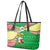 Ethiopia Christmas Leather Tote Bag with Santa Riding Lion Ethiopian Flag Colors and Tribal Pattern Design - Wonder Print Shop