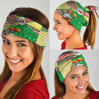 Ethiopia Christmas Neck Gaiter with Santa Riding Lion Ethiopian Flag Colors and Tribal Pattern Design - Wonder Print Shop