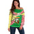Ethiopia Christmas Off Shoulder Sweater with Santa Riding Lion Ethiopian Flag Colors and Tribal Pattern Design - Wonder Print Shop