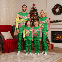 Ethiopia Christmas Pajama Set with Santa Riding Lion Ethiopian Flag Colors and Tribal Pattern Design - Wonder Print Shop