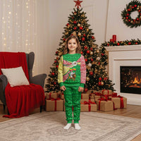 Ethiopia Christmas Pajama Set with Santa Riding Lion Ethiopian Flag Colors and Tribal Pattern Design - Wonder Print Shop