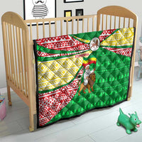 Ethiopia Christmas Quilt with Santa Riding Lion Ethiopian Flag Colors and Tribal Pattern Design - Wonder Print Shop