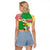 Ethiopia Christmas Raglan Cropped T Shirt with Santa Riding Lion Ethiopian Flag Colors and Tribal Pattern Design - Wonder Print Shop