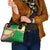 Ethiopia Christmas Shoulder Handbag with Santa Riding Lion Ethiopian Flag Colors and Tribal Pattern Design - Wonder Print Shop