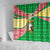 Ethiopia Christmas Shower Curtain with Santa Riding Lion Ethiopian Flag Colors and Tribal Pattern Design - Wonder Print Shop