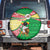 Ethiopia Christmas Spare Tire Cover with Santa Riding Lion Ethiopian Flag Colors and Tribal Pattern Design - Wonder Print Shop