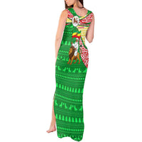 Ethiopia Christmas Tank Maxi Dress with Santa Riding Lion Ethiopian Flag Colors and Tribal Pattern Design - Wonder Print Shop