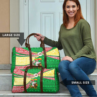 Ethiopia Christmas Travel Bag with Santa Riding Lion Ethiopian Flag Colors and Tribal Pattern Design - Wonder Print Shop