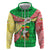 Ethiopia Christmas Zip Hoodie with Santa Riding Lion Ethiopian Flag Colors and Tribal Pattern Design - Wonder Print Shop