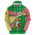Ethiopia Christmas Zip Hoodie with Santa Riding Lion Ethiopian Flag Colors and Tribal Pattern Design - Wonder Print Shop