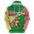 Ethiopia Christmas Zip Hoodie with Santa Riding Lion Ethiopian Flag Colors and Tribal Pattern Design - Wonder Print Shop